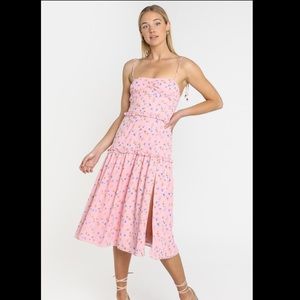 Showpo Didn’t Know Slit Midi Dress in Pink Floral